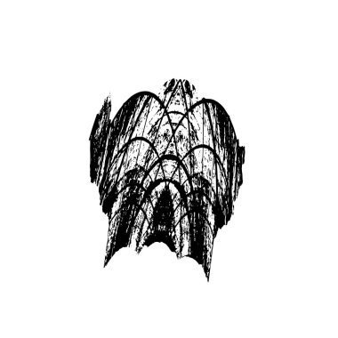 Grunge üst üste biniyor. Soyut siyah-beyaz vektör arkaplanı. Çatlak, leke ve noktalarda kirli desenli tek renkli klasik yüzey. Karanlık korku tarzında eski bir duvar.