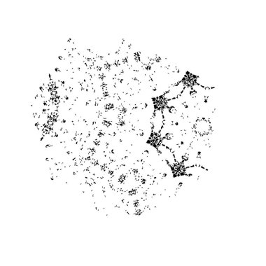 Grunge üst üste biniyor. Soyut siyah-beyaz vektör arkaplanı. Çatlak, leke ve noktalarda kirli desenli tek renkli klasik yüzey. Karanlık korku tarzında eski bir duvar.