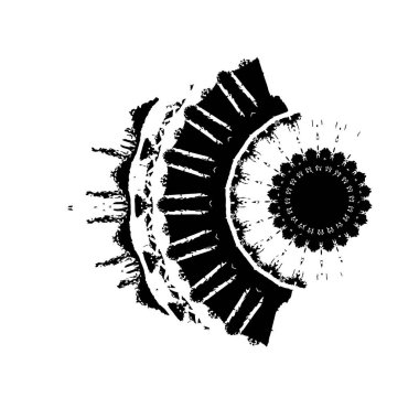 Yuvarlak bir çerçevenin siyah ve beyaz vektör çizimi