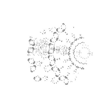 Dişliler ve noktalarla soyut arkaplan.