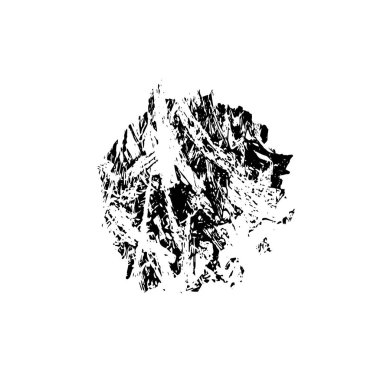 Dağ ve dağın siyah ve beyaz el boyalı mürekkep çizimi