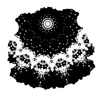 Beyaz arkaplanda virüs simgesinin siyah vektör silueti