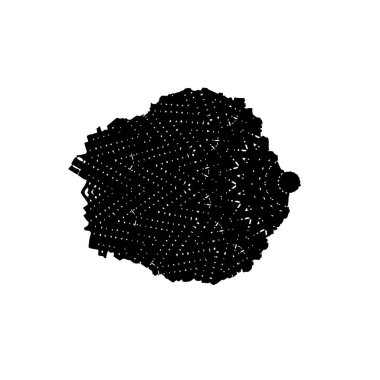 Siyah beyaz desenli soyut vektör illüstrasyonu ve kaotik üçgenler..