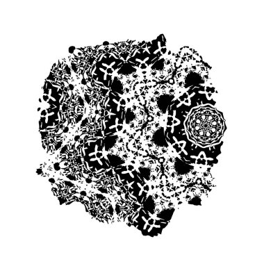 Siyah ve beyaz mürekkep sıçramasının basit bir gösterimi