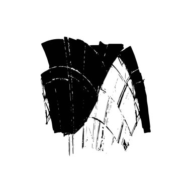 Beyaz arkaplanda soyut siyah el boyalı element