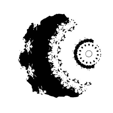 Siyah ve beyaz mürekkep sıçramasının basit bir gösterimi