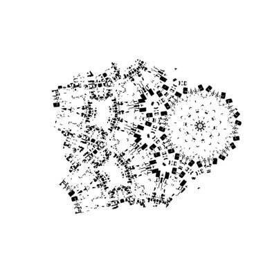 Siyah ve beyaz mürekkep sıçramasının basit bir gösterimi