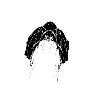 Köpeği olan bir kadının el çizimi tasviri