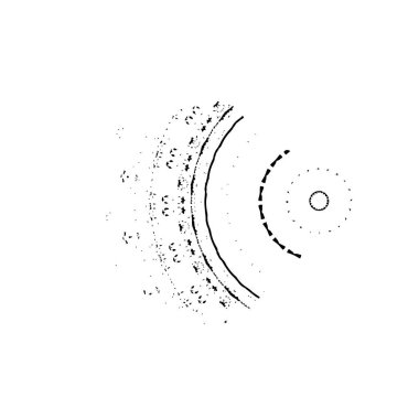 Beyaz arka planda daireler çizen siyah ve beyaz bir daire. vektör illüstrasyonu.