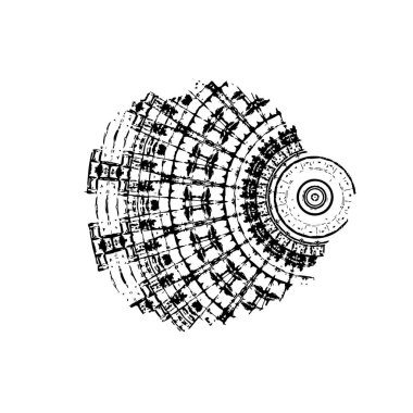 Grunge mürekkebinin basit bir çizimi. Smaç, siyah ve beyaz. 