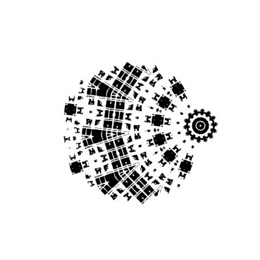 Grunge mürekkebinin basit bir çizimi. Smaç, siyah ve beyaz. 