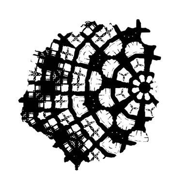 Çember tasarımlı siyah ve beyaz soyut çember şeklinde. Metnin için yeri olan soyut vektör şablonu. şablon tasarımı için yuvarlak şekil, etiket kartı