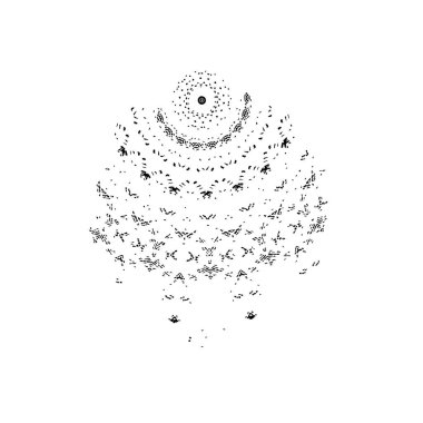 Beyaz arkaplanda kısmi mandala geometrik izi