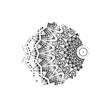 Beyaz arkaplanda kısmi mandala geometrik izi