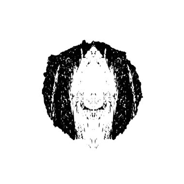 Beyaz arka planda siyah nokta. grunge soyut el boyaması ögesi 