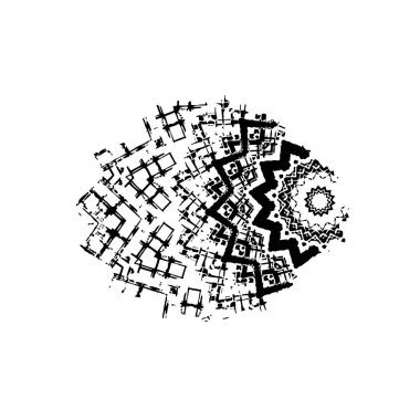 Beyaz arka planda soyut siyah beyaz şekil. Vektör illüstrasyonu  