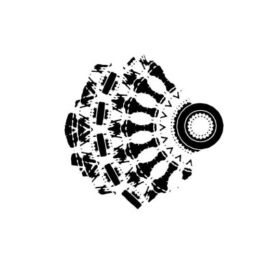 Beyaz arka planda soyut siyah beyaz şekil. Vektör illüstrasyonu  