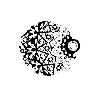 Beyaz arka planda soyut siyah beyaz şekil. Vektör illüstrasyonu  