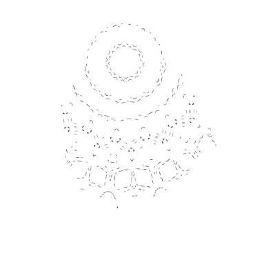 Beyaz arka planda soyut siyah beyaz şekil. Vektör illüstrasyonu  