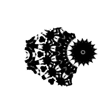 Beyaz arkaplanda kısmi mandala geometrik izi