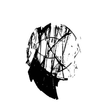 Beyaz arkaplanda siyah grunge mürekkep fırçası darbeleri. 