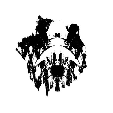 Beyaz arkaplanda soyut grunge siyah nokta izole