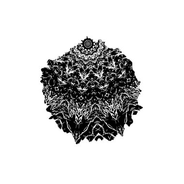 Siyah ve beyaz mandala vektörü. Soyut yuvarlak çiçek süsü.