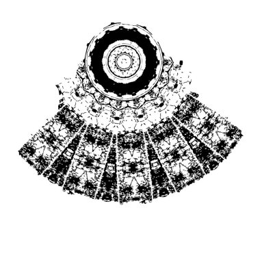 Güzel bir tropikal yaprağın siyah ve beyaz vektör illüstrasyonunun karalama stili çizimi