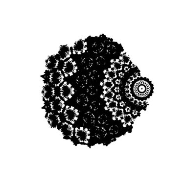Mandala ile siyah yuvarlak çerçeve