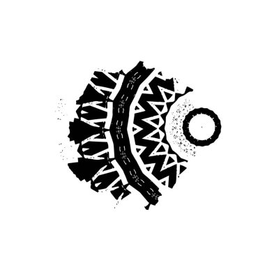 Siyah ve beyaz noktalı soyut geometrik desen.