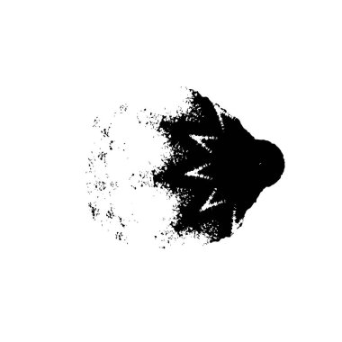 Soyut mürekkep lekesi. Grunge siyah fırça darbesi. İzole edilmiş arkaplanda koyu boya izi var.