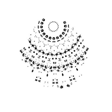 Beyaz arkaplanda soyut siyah dekoratif unsur. vektör illüstrasyonu.  
