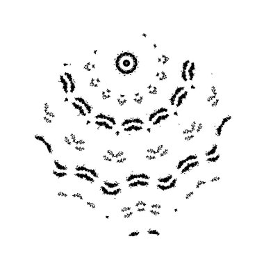 Karalama çemberlerinin el çizimi siyah-beyaz vektör çizimi.