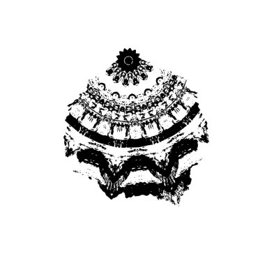 Beyaz arkaplanda siyah mürekkep darbesi.