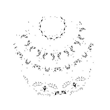 Vektör çizimi, elle çizilmiş, izole edilmiş çizik ya da felç. Grunge fırçası ve kalem (tebeşir veya kömür) dokusu. Beyaz arkaplanda iz sürerek siyah siluet oluşturuldu.