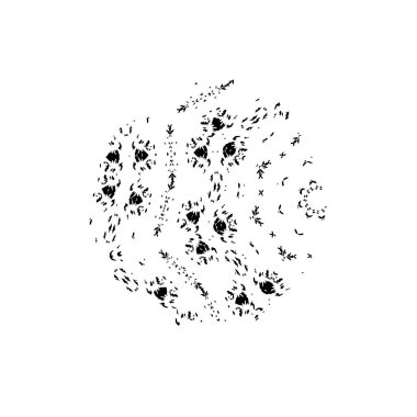 Siyah ve beyaz element vektör illüstrasyonlu desen