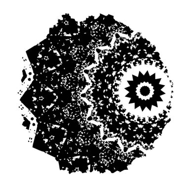 Bir beynin siyah beyaz yuvarlak çerçeve vektörü