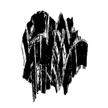 siyah el çizimi mürekkep fırçası darbeleri izole