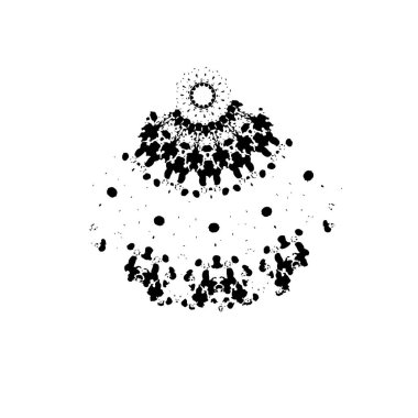 Soyut siyah beyaz desenli, tek renkli desenli. Rastgele doku, noktalar, çizgiler, noktalar, daireler, geometrik şekiller. tasarım ögesi.