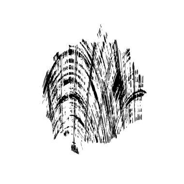 Siyah beyaz desenli, lekeli, çizikli ve çizgili sıkıntılı bir arka plan. Soyut vektör illüstrasyonu. 