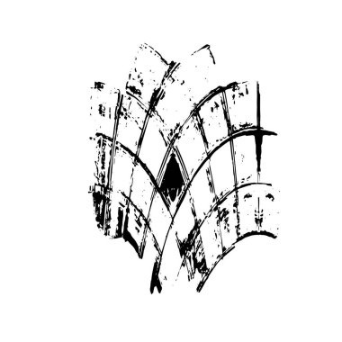 grunge siyah fırça darbesi beyaz arkaplanda izole