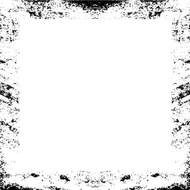 Grunge çerçeve ve sınır. Siyah beyaz grunge. Tehlike örtüsü dokusu. Toz ve kirli duvar arkaplanı. Sıkıntı illüstrasyonu, grunge etkisi yaratmak için basitçe nesnenin üzerine yerleştir