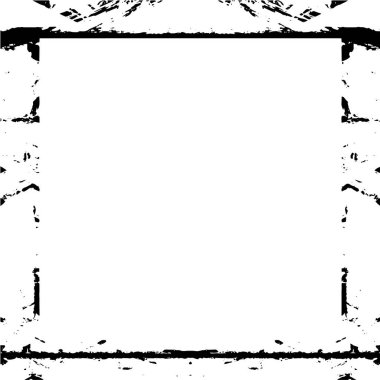 Grunge çerçeve ve sınır. Siyah beyaz grunge. Tehlike örtüsü dokusu. Toz ve kirli duvar arkaplanı. Sıkıntı illüstrasyonu, grunge etkisi yaratmak için basitçe nesnenin üzerine yerleştir