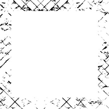 Grunge çerçeve ve sınır. Siyah beyaz grunge. Tehlike örtüsü dokusu. Toz ve kirli duvar arkaplanı. Sıkıntı illüstrasyonu, grunge etkisi yaratmak için basitçe nesnenin üzerine yerleştir