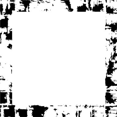 Grunge çerçeve ve sınır. Siyah beyaz grunge. Tehlike örtüsü dokusu. Toz ve kirli duvar arkaplanı. Sıkıntı illüstrasyonu, grunge etkisi yaratmak için basitçe nesnenin üzerine yerleştir