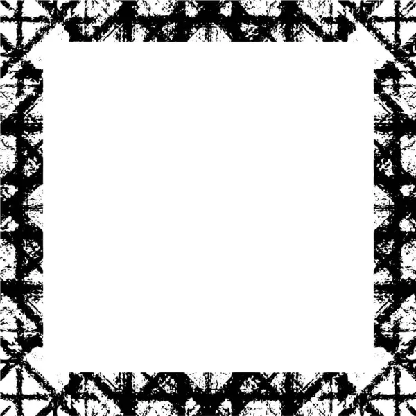 Grunge Blanco Negro Marco Grunge Frontera Textura Superposición Angustia Ilustración — Archivo Imágenes Vectoriales