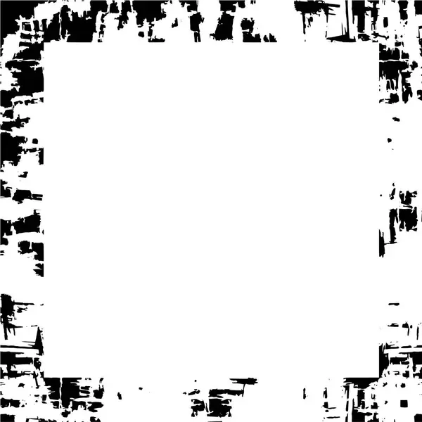 Grunge Zwart Frame Rand Witte Achtergrond Stress Overlay Textuur Stress — Stockvector