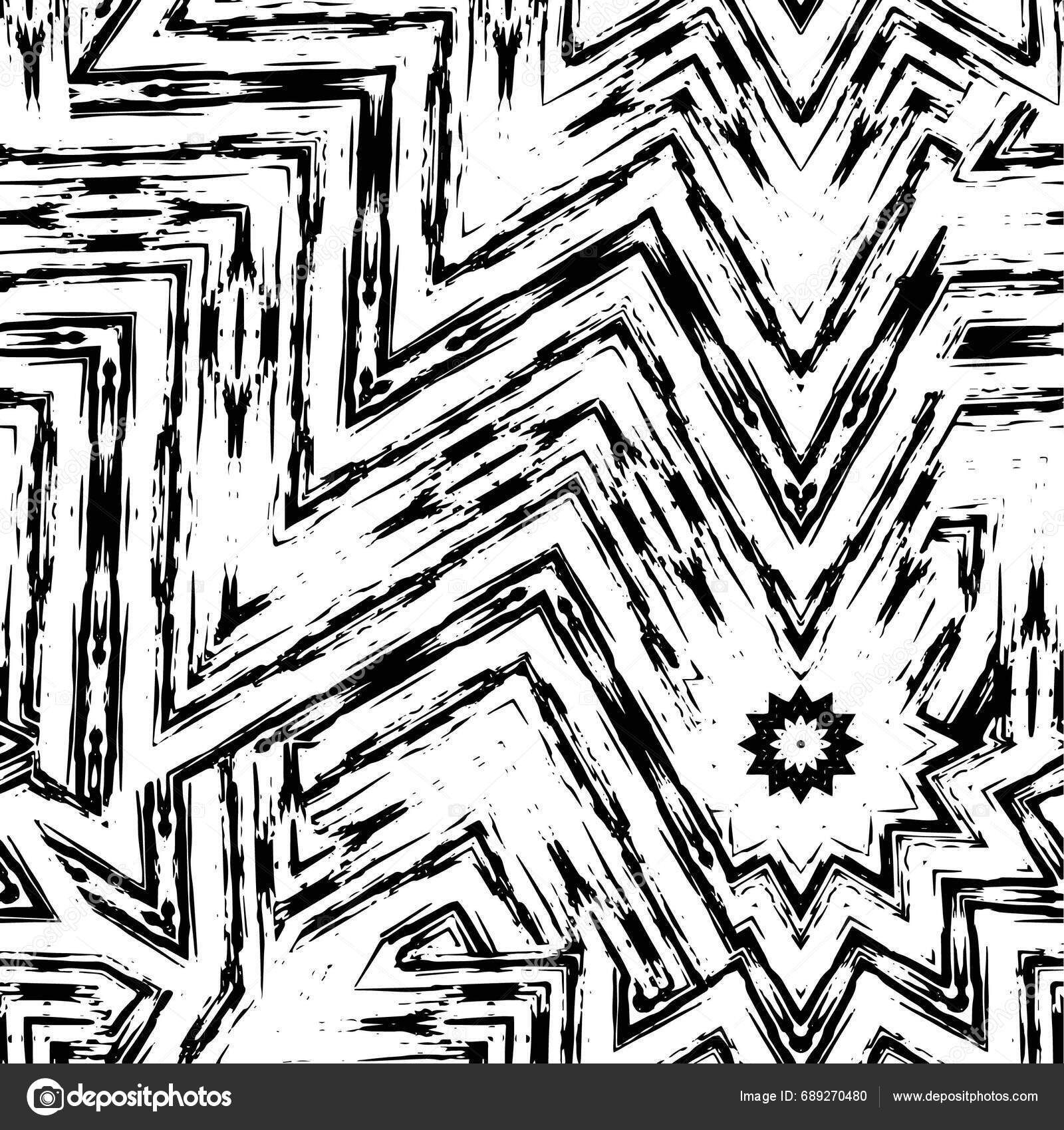 Black White Geometric Pattern Vector Illustration Stock Vector by