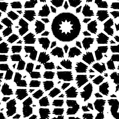 Siyah ve beyaz element vektör illüstrasyonlu desen