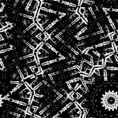 Soyut el çizimi siyah ve beyaz desenli kusursuz doku..